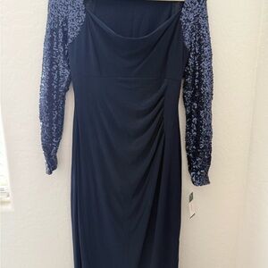 Ralph Lauren Navy Dress with Sequin Sleeves